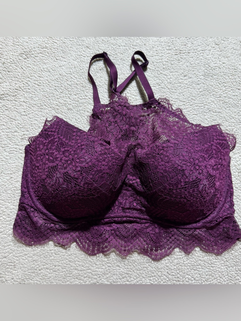 Pink Victoria Secret Bra Womens‎ Medium (D-DD) Push Up Racerback Pullover Floral
